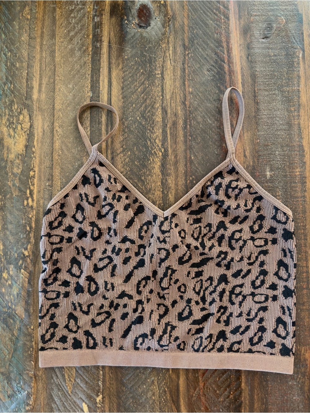 Bozzolo Leopard Print Cropped Cami - Brown & Black